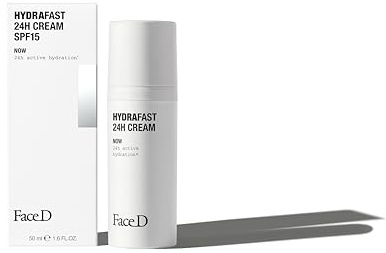 Face D - Hydraftast 24H feuchtigkeitsspendende und beruhigende Creme mit Hyaluronsäure und Vitamin C+E, SPF15, 50 ml