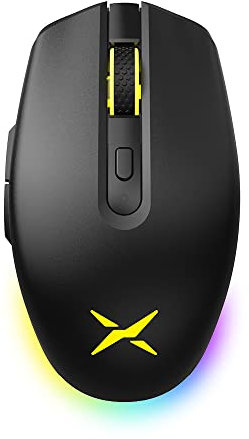 DELUX Mouse da Gioco Wireless, con Retroilluminazione RGB, 16000DPI, 6 Pulsanti Programmabili, Due Coperture Superiori Intercambiabili, Mouse da Gioco Multidispositivo USB e BT (M820DC-Nero)