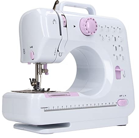 Hztyyier Kleine Nähmaschine, 12 Stichmuster, Automatischer Aufwickler, Anfänger-Nähmaschine für Den Täglichen Gebrauch in der Familie(EU-Stecker)