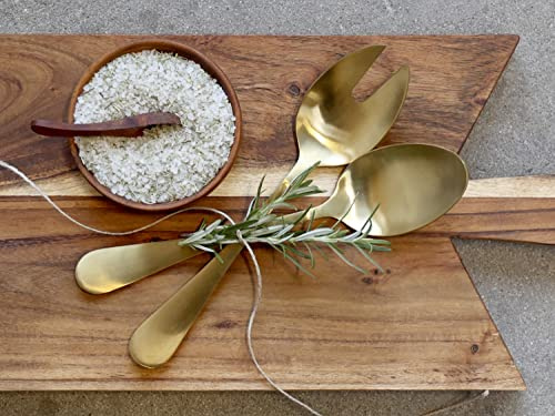 Chic Antique Nordique Salad Servers Set of 2 Gold Stainless Steel Length 24 cm