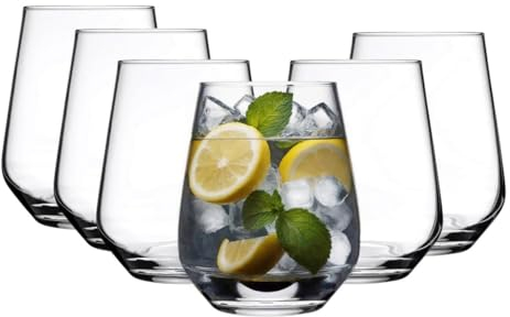 Secen London - Water Glasses, Set of 6 Glasses for Juice, 425 ml/14 oz,Premium Highball Glass, Red Wine, Cocktail Glasses, Drinking Glass for Water, Juice, and Cocktail