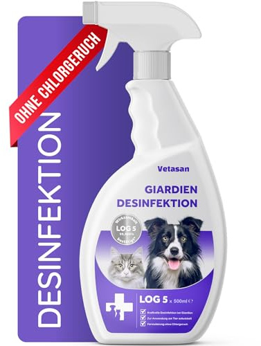 Vetasan Giardien-Spray Hunde & Katzen 500ml I Desinfektionsmittel Spray gegen Giardien, Bakterien, Pilze & Viren I Geruchsneutralisierendes Desinfektionsmittel