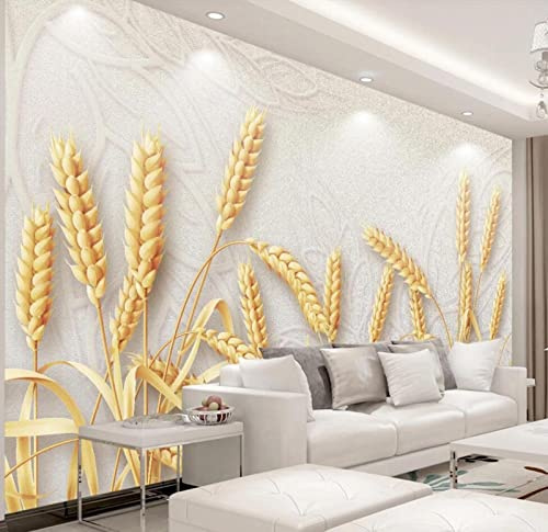 Carta Da Parati 3D Fresche Spighe Dorate Di Grano Fotomurali Murale Decorazione Sfondo Custom Wallpaper -304545 300x210cm