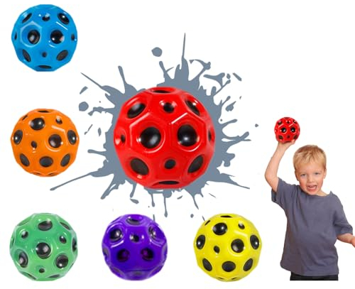 LINAZI 7 cm 6 Stück Sprünge Gummiball, Jump Ball, Space Ball, Macht Space Bälle Spielzeug, Bounce-Loch-Ball, Bounce Ball, Spielzeug Planeten Hüpfbälle für Kindergeschenk (Mehrfarbig)