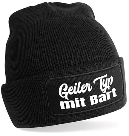 Beanie Strickmütze mit Spruch | Geiler Typ mit Bart | Farbwahl | Unisex SoftTouch angenehm weiche und warme Wintermütze | OneSize Einheitsgröße für Erwachsene