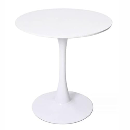 JHAISMAO Mitte des Jahrhunderts Rund Esstisch Für 2-4 Personen Hölzernes Küche Tisch Mit MDF-Platte Und Metallsockel Für Esszimmer Wohnbereich Restaurant(Size:80cm,Color:Weiß)