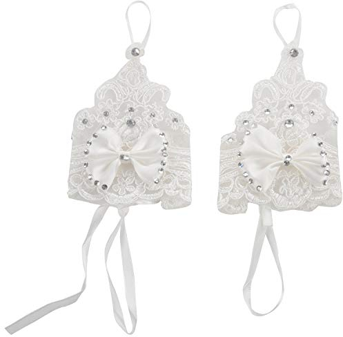 Pyugxab Weiße kurze Hochzeitshandschuhe, fingerlos, Brauthandschuhe für Damen, Spitzenhandschuhe, Hochzeitszubehör, , , One size