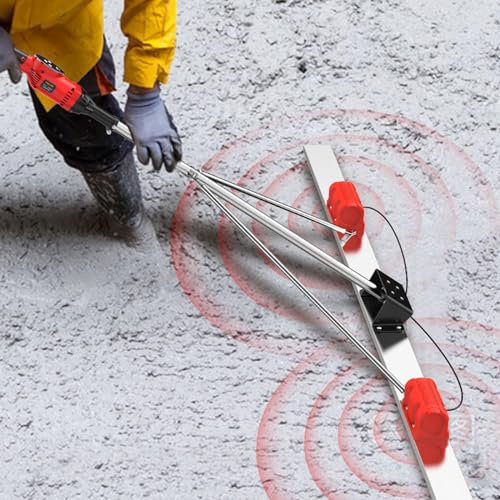LSHFYV Betonestrich-Vibrationsset, Power Estrich-Vibrationswerkzeug Für Die Betonbearbeitung, 9-Gang-Einstellung Kabellose Elektrische Beton Rüttler Mit Schaber Und Vibrationsmotor,2M-1Battery