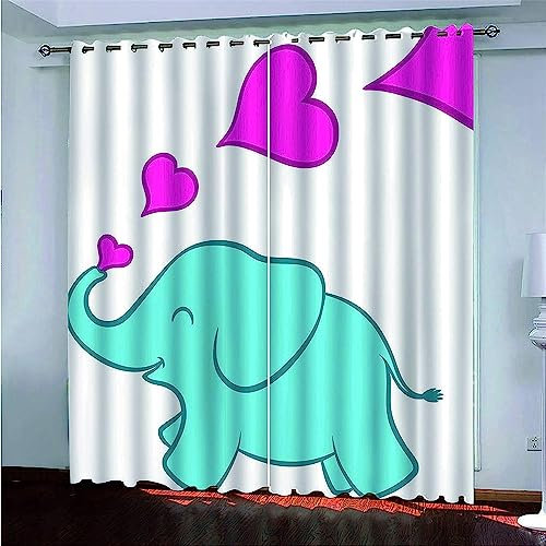 Verdunkelungsvorhänge Kräuselband Süßer Tierelefant 2 X 110 X 215 Cm Set Kindergardinen Mädchen Verdunkelungsvorhänge Mit Ösen Blickdichter Kinderzimmer Schlafzimmer Vorhang -6J6A9V2E0J0V9R2X0N0M7B3C5