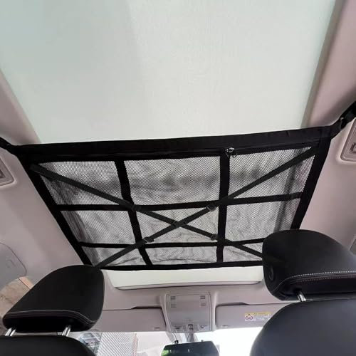 7WUNDERBAR Bagagli Net Auto Bagagli Net Tetto Auto, Deposito Bagagli Net Soffitto, Accessori Campeggio per Quattro Bracci Tetto, Van, SUV, Jeep,90 * 65cm