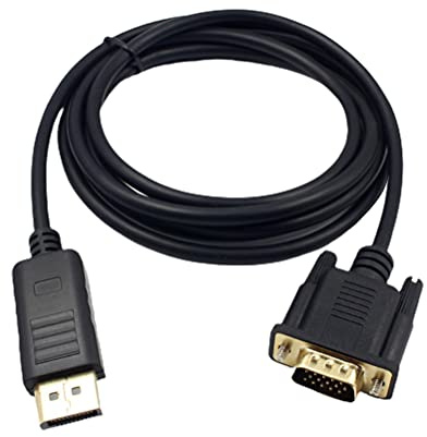 Adaptador de Cable a VGA de 1,8 M, Convertidor Macho DisplayPort a VGA con Conectores Chapados en Oro, Soporte de Resolución de Vídeo 1080P para Monitor de Computadora (Black)