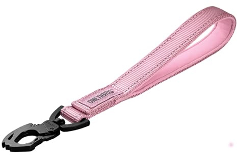 OneTigris Bolt Kurzführer Hund 30cm, Hundeleine Kurz mit Tiger Zahn Metallclip und Weiche Polsterung, Reflektierend Nylon Hundeleine Geeignet für Mittlere Große Hunde Rosa