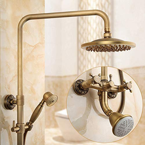 ZJIANHON Ensemble de douche avec douche à eau chaude et froide, ensemble de robinet de douche multifonction à double poignée avec pommeau de douche à effet pluie, douchette à main, bec de baignoire,