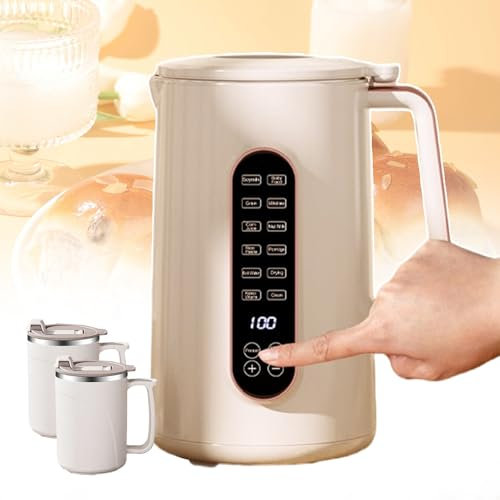 forplubossmmp 1.5L Nut Milk Maker Electric Tea Kettle with Appointment Multi-Function Plant Milk Maker/Open Lid Safety Switch/Low-Noise Wall Breaking Machine/Ergonomic Design (w/2 Tea Cup)
