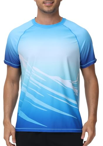 VAYAGER Camiseta de Natación de Manga UPF 50+ Corta para Hombre Secado Rápido Protección UV Solar Rendimiento al Aire Libre
