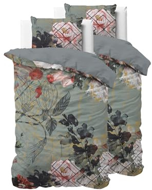 Sleeptime Sängkläder 4 delar 135 cm x 200 cm 4 delar färgglada – konst – mjuka och strykfria påslakan med dragkedja – sängkläder set med 2 örngott 80 cm x 80 cm
