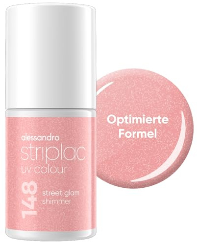 alessandro Striplac UV-Nagellack Street Glam Shimmer - Deckend & Kratzfest bis zu 15 Tage - Leichtes Auftragen - Schonende Abziehtechnologie - Vegan - Rosa, 6,5ml