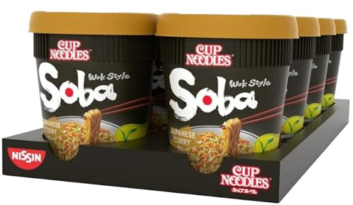 NISSIN Cup Noodles Soba Wok Style Japanese Curry Flavour, 90 g (8-Pack) | Quick & Easy Instant Noodles Meal, Vegetarian-Friendly, Low in Fat, Ready in 3 Minutes, Perfect for On-the-Go, Quick Snack