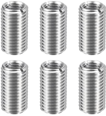 sourcing map Lot de 6 inserts de réparation de filetage M16 x 2 mâles vers M12 x 1,75 filetage femelle de 30 mm de long en acier inoxydable, manchons autotaraudeuses métriques filetés, fixations