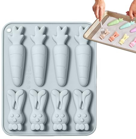Chocolate Mould - Silicone Bunny Tray, Sugar Egg Pan | Food Mould with Hollow Shapes for Baking Jelly Pudding Resin Candle Drop