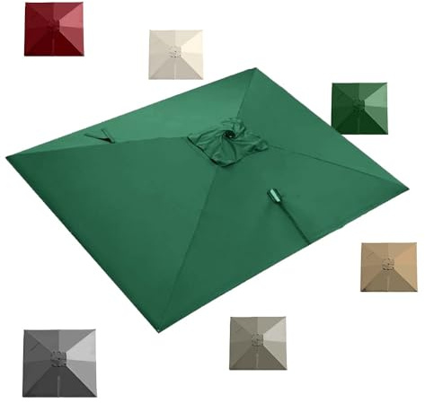 KPEGAXS Tessuto di Ricambio per Ombrellone Quadrato 3x3m 3x4m 8 Stecche Telo di Ricambio per Ombrellone Giardino A Sbalzo Baldacchino Impermeabile UV50+(Green,3x3m (10x10ft))