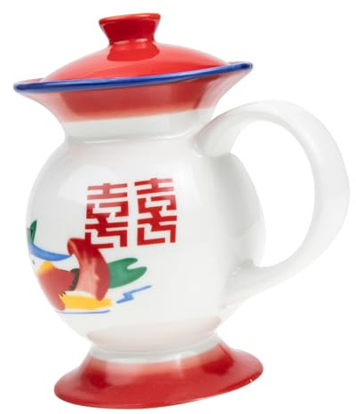 Holibanna Taza de Cerámica Retro con Tapa Vaso Portátil Vintage Antiguo Taza Multifunción para Café Té y Agua Regalo Decorativo para Hogar y Oficina