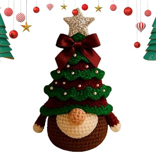 Generisch Häkelsets Für Erwachsene,Häkel Weihnachtsbaum Gnom Bastelset für Anfänger - Einfaches Garn Zubehör Set Für Weihnachtsbasteln Zu Hause Erwachsene Jugendliche Kinder Frauen