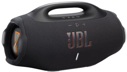 JBL Boombox 4, Altavoz Bluetooth portátil, Sonido JBL Pro, AI Sound Boost, Resistencia al Agua/Polvo IP68, autonomía 34 h, Life, Auracast, 2 ajustes de Refuerzo de Graves, Negro