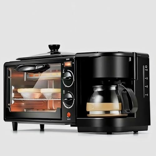 Breakfast Station 3-in-1 - Oven, Coffee Maker & Frying Pan with Non-Stick Coating and Adjustable Design, Compact Kitchen Essential
