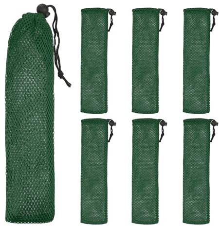 sourcing map 6 Pcs Pouch Bag Straw Carrying Cases, Portable Cutlery Sleeve Chopstick Case Utensil Bag for Home Travel Outdoor Storage Fork Spoon Chopsticks, l & Dark Green