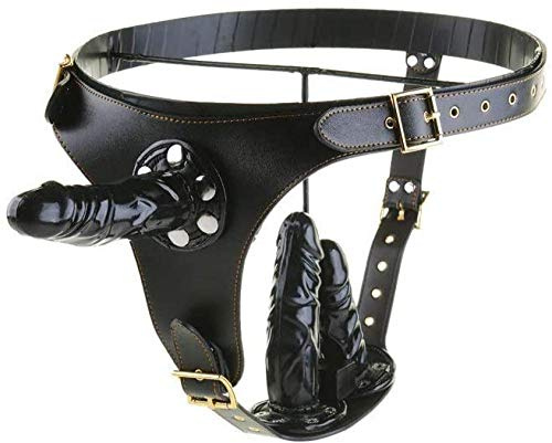 HTdangT Doppio Vibratore Con Cinturino Cintura Di Castità Regolabile Con Cinturino Con Cinturino Vero Dong Pene Rimovibile Con Doppio Inserto Penetrazione Giocattolo