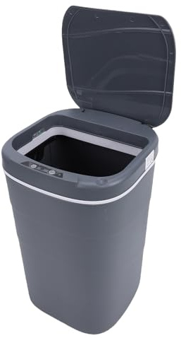 Zerodis Bidone della Spazzatura Automatico, Pattumiera con Sensore di Movimento e Coperchio Sigillato con Anello a Pressione, Blu Luminoso, per Bagno, Soggiorno, Ufficio, Blocco Odori (GREY)