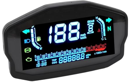 Yinhing Motorcykel Digital Panel DC8 Till 12V Hastighetsmätare Vägmätare Varvräknare Varvtalsmätare Byte för 2 4 Cylindrar med Exakt Sensor och Ljus LCD-skärm (Med sensorer)