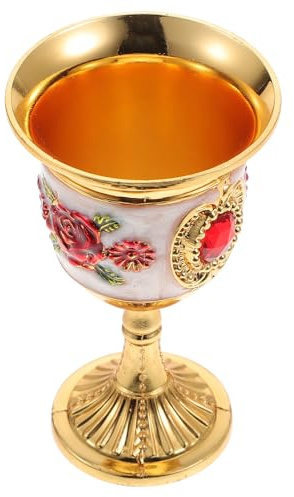 TOYANDONA Petit Gobelet Rétro en Verre Doré et Blanc Rouge, Coupe à Vin Européenne pour Bar et Décoration Maison, Tasse à Boire Vintage Élégante pour Usage Domestique, 1 Pièce