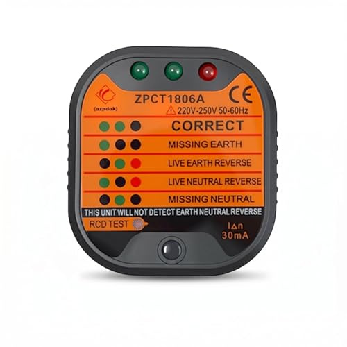 UK Socket Tester 220-250V with LCD Display and RCD Trip Test