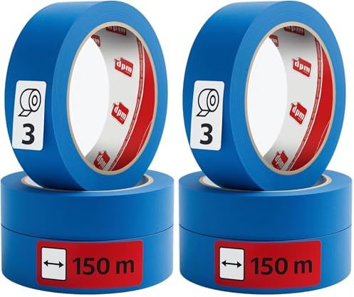 Dpm tapes - Lot de ruban de masquage de précision pour extérieur/intérieur | Résistant aux rayons UV, adhérence fiable, retrait propre, bricolage - 3 pièces - 3 x (25 mm x 50 m) - Bleu (Lot de 2)