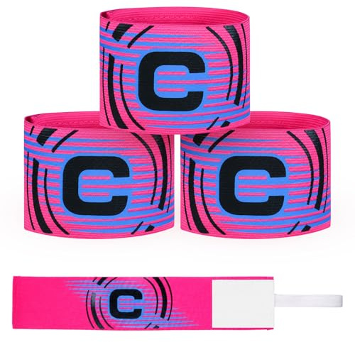 Styquenzer 3 Stück 7 x 35 cm Spielführerbinde mit Klettverschluss, Elastische Kapitänsbinde für Kinder und Erwachsene, Captain Armband für Fußball Mannschaftssport, Rosenrot