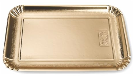 GreenFeel 10 Pack Gold Serving Trays, Disposable Foil Platters for Parties, Snacks& Desserts, Cupcakes & Birthday Tables (15.7 11.7)