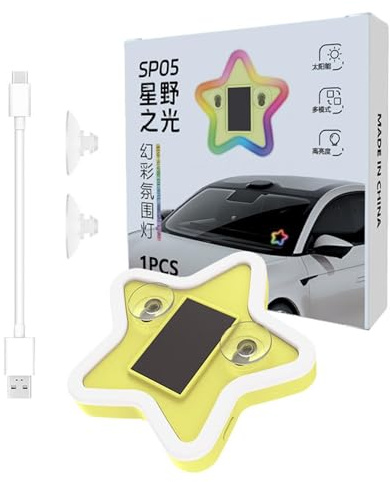 LED-Rückfahrlicht, solarbetriebener Stern, Auto-Licht mit USB, wiederaufladbar, kabellos, Fahrzeugbeleuchtung für den Innenbereich, Windschutzscheibe, Display für SUV, LKW, Wohnmobil, Camping, Outdoor