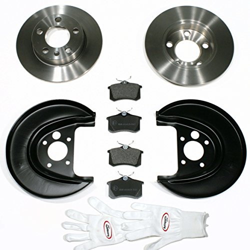 Autoparts-Online Set 60010308 Bremsscheiben/Bremsen + Bremsbeläge + Spritzbleche für hinten/für die Hinterachse