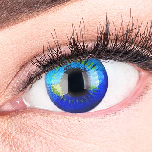 Farbige Blaue Kontaktlinsen Anime Blue Circle Lenses Heroes Of Cosplay Stark Deckend Ohne Stärke mit gratis Linsenbehälter