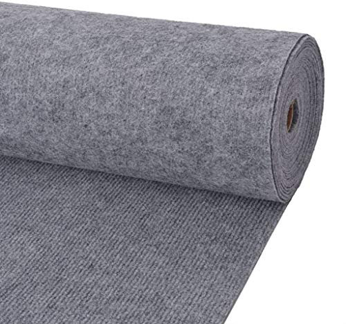 vidaXL Exhibition Carpet Home Interior D??cor Living Room Hallway Entryway Rib Aisle Runner Lobby Event Reusable Floor Covering 1.2x10m Grey