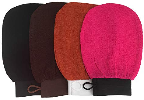 BiJun Peelinghandschuh, Exfoliating Gloves Body Scrub, Marokkanische Kese Peeling Handschuhe, Premium Scrub Exfoliate für Bad Oder Dusche (4 pack)