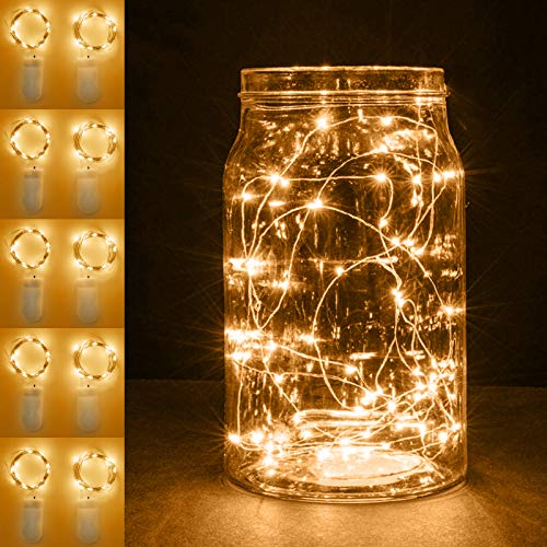WOVTE 10 Packs Fairy Mini String Lights 6.5Ft Fairy String Light Outdoor and Indoor 20 LEDs Waterproof Copper Fairy Twinkle Lights for Bedroom Jars Wedding Party Halloween and Festival Decoration