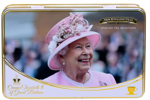 New English Teas Queen Elizabeth II Tea Tin with 72 Assorted Teabag Selection