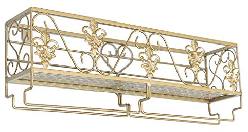 MYBA Weinregal Eisen-Wand-Hängen Wein Rack Mounted Rahmen an der Wand befestigtes Weinregal Wein Storage Rack for Goblet Küche-Speicher-Halter Racks Regale Flaschenregal (Color : Gold)