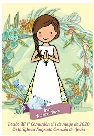 Antracita Recordatorio Comunion Niña Personalizado (24 Unidades) Beige - Recuerdo Regalo de comunion para Invitados - Detalles Comunión