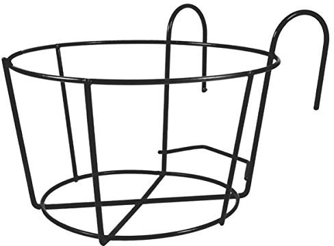 Housoutil Blumentopfhalter Blumentopf Halterung zum Aufhängen Eisen Kunst Körbe 2 Stück Schwarz Pflanztopf Aufhänger Hängende Pflanzen Halter Geländer Balkon Garten Outdoor Dekoration