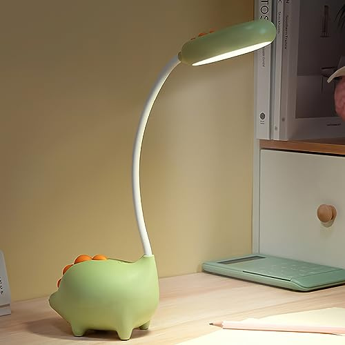 Fivtsme Lampara Escritorio Infantil, Lámpara de Mesa Dinosaurio, Lampara Escritorio LED Recargable, Lámpara de Escritorio Creativa, 3 Modos de Iluminación, Regulable, Lampara Escritorio para Estudiar