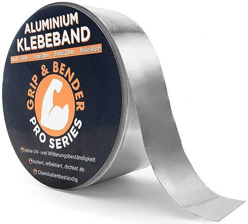 GRIP&BENDER Wasserdichtes Alu-Band 23mm x 20m - Selbstklebendes Tape für Dampfsperre